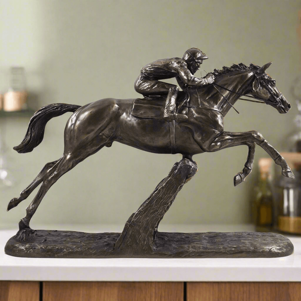 The Hurdler Bronze Effect Horse Sculpture by Harriet Glen | Equestrian Art for Home Decor