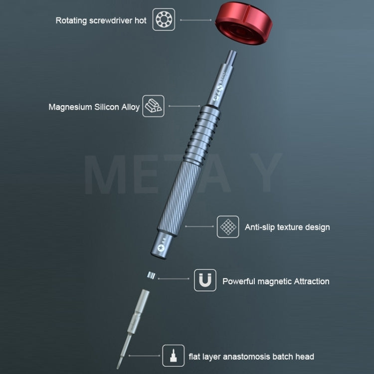 MECHANIC META Y Cross 2.5 Alloy Magnetic Screwdriver for Phone Repair, Torx T2, Tri-point 0.6, Pentalobe 0.8, Cross 1.2, Cross 1.5, Cross 2.5