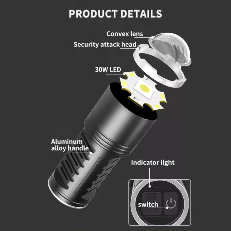 S2302 30W 1600LM High Power Telescopic Zoom Flashlight, S2302