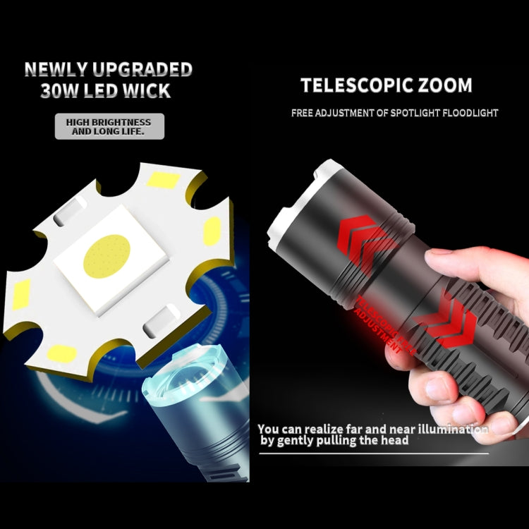S2302 30W 1600LM High Power Telescopic Zoom Flashlight, S2302