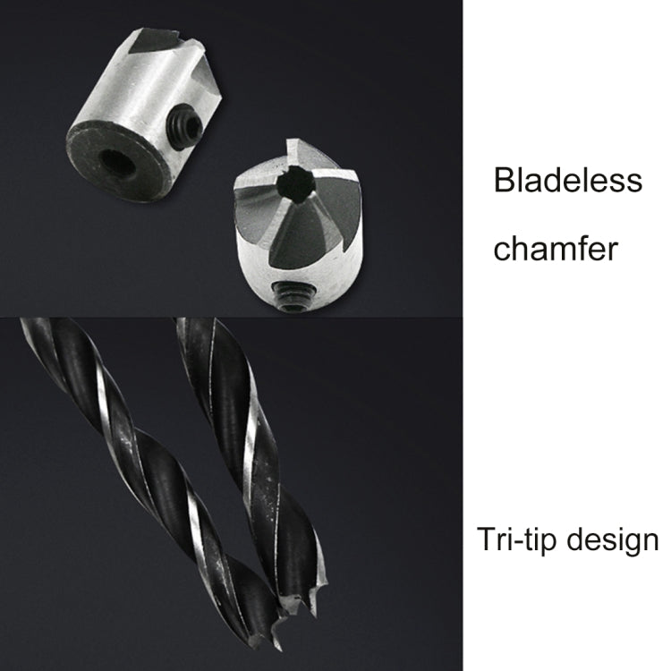 7 in 1 Woodworking Countersink Chamfer Three-Pointed High-Speed Steel Drill Bits Set, 3-10mm, 7 PCS/Set