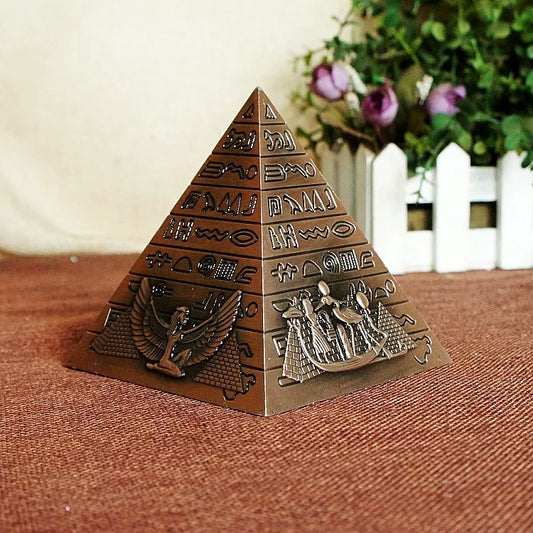Egyptian Metal Pharaoh Khufu Pyramids Home Office Desktop Decor Figurine Pyramid Building Statue Miniatures Gift Souvenir