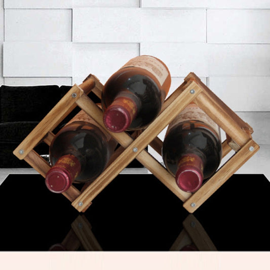 3 Bottles Racks Foldable Wine Stand Wooden Wine Holder Kitchen Bar Display Shelf