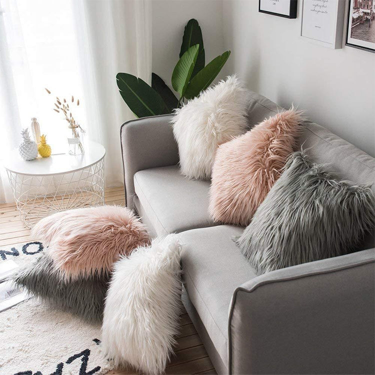 Velvet Long Plush Pillow Cover Popular Square Furry Cover Home Bed Room Decoration Pillowcase, Size: 45 x 45cm