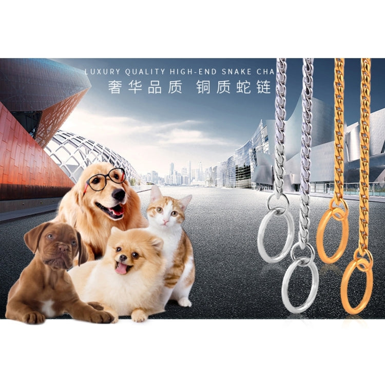Pet Collars Pet Neck Strap Dog Neckband Snake Chain Dog Chain  Solid  Metal Chain Dog Collar，Length:60cm