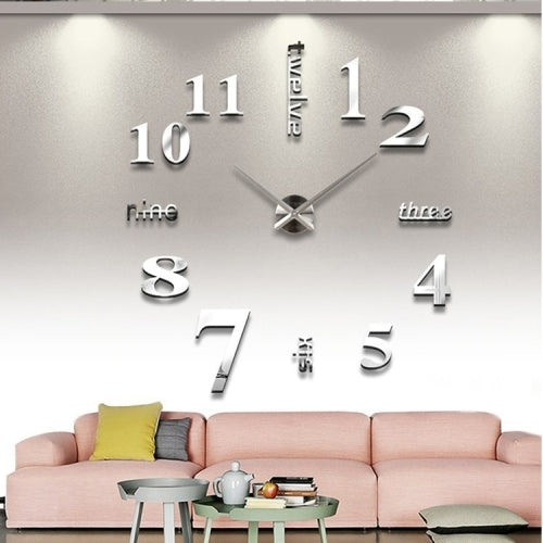 Creative 3D Mirror DIY Wall Sticker Clock, Size: 120*120cm, Size: 120*120cm(Black), Size: 120*120cm(White), Size: 120*120cm(Yellow)