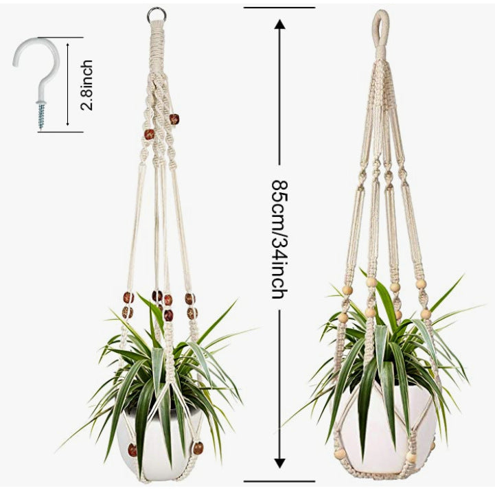 Flower Pot Net Pocket Bohemian Hand-woven Cotton String