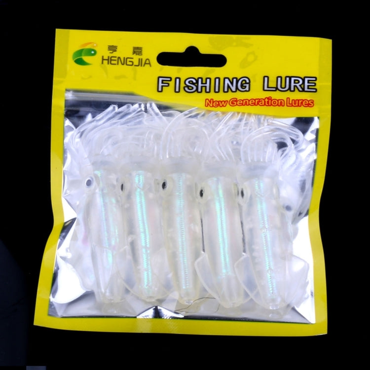 HENGJIA 5 PCS Squids Plastic Soft Baits Artificial Fishing Lures Bionic Fishing Bait, Length: 9 cm