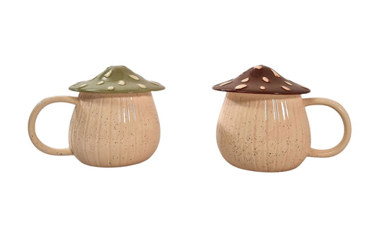 Mushroom Shape Mug With Lid Set of 2