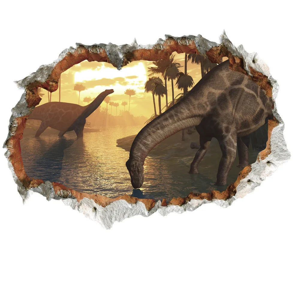 3d Dinosaur Vinyl Wall Sticker Animal World Jurassic Period Kids Baby Room Bedroom Mural Cartoon Poster Decor Home Decoration