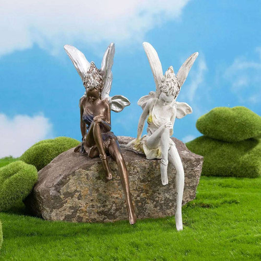 Flower Fairy Statue Ornament Figurines With Wings Outdoor Garden Resin Craft Landscaping Yard Decoration Fast Delivery
