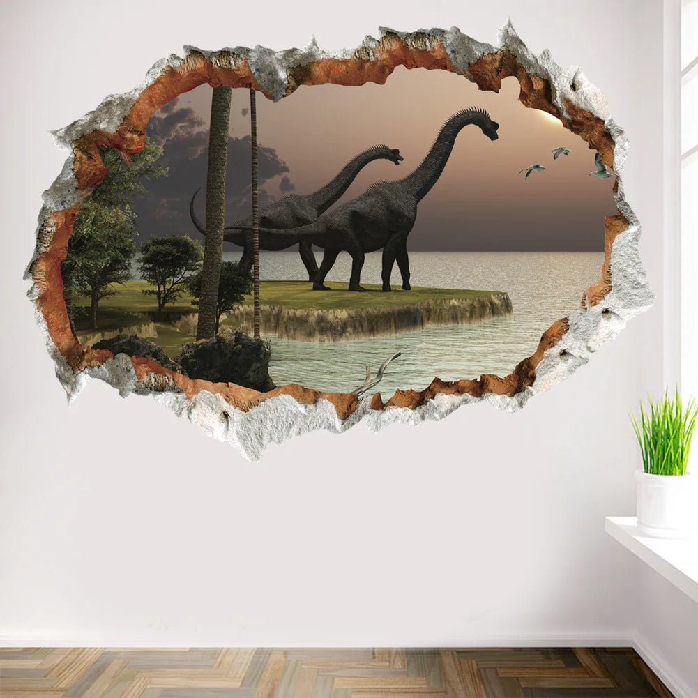 3d Dinosaur Vinyl Wall Sticker Animal World Jurassic Period Kids Baby Room Bedroom Mural Cartoon Poster Decor Home Decoration