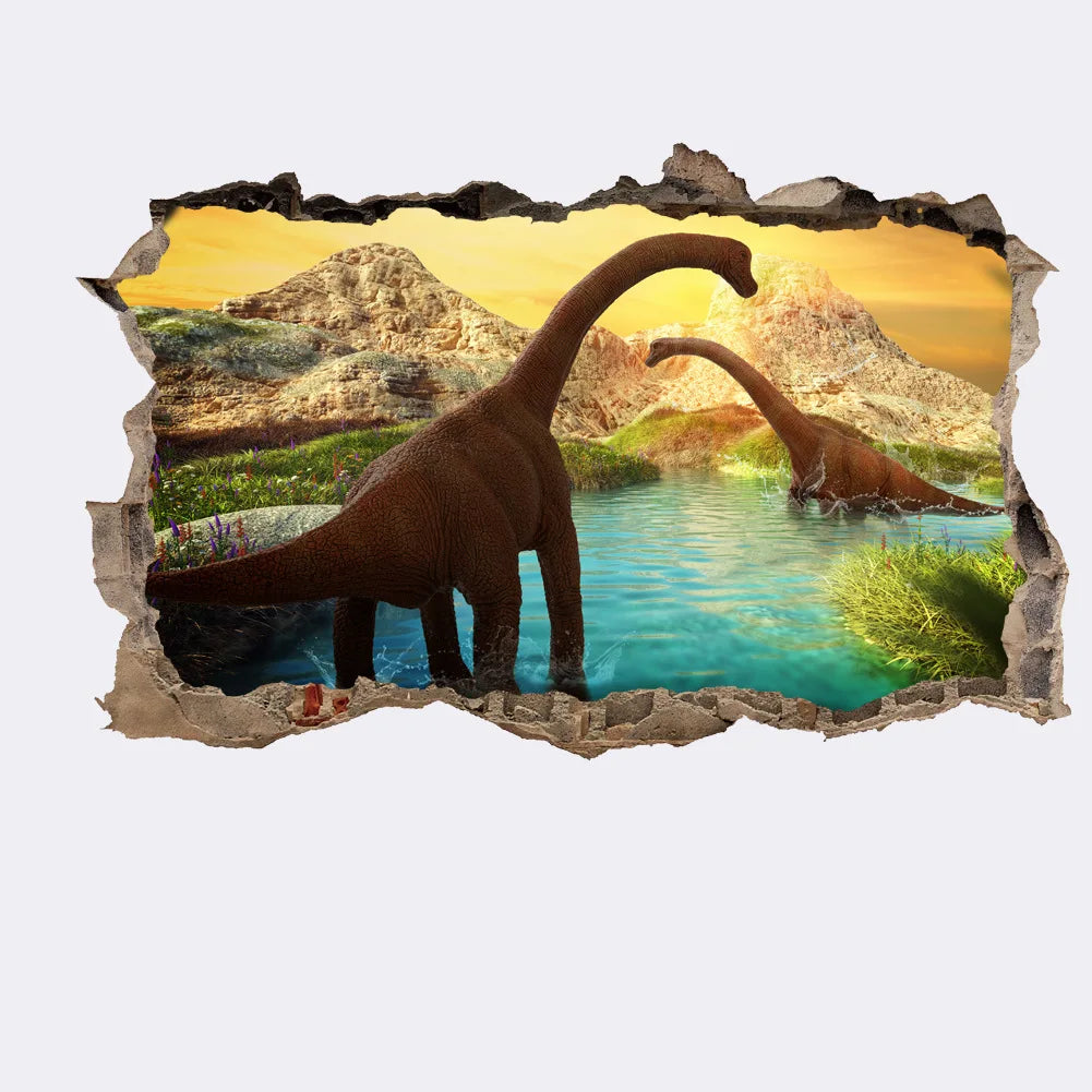 3d Dinosaur Vinyl Wall Sticker Animal World Jurassic Period Kids Baby Room Bedroom Mural Cartoon Poster Decor Home Decoration