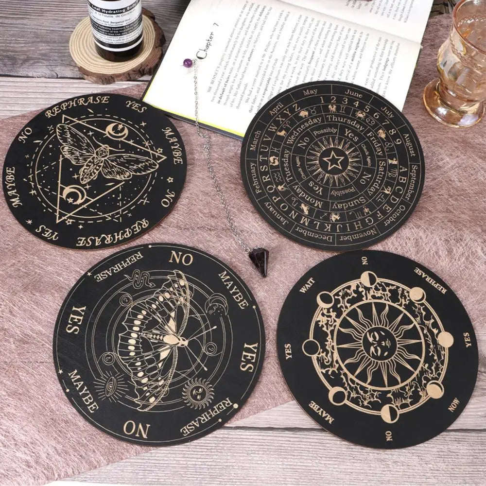 Divination Board Wooden Divination Dowsing Board Fortune Telling Toys Ouija Board Game Witch Crafts Supplies for Beginners