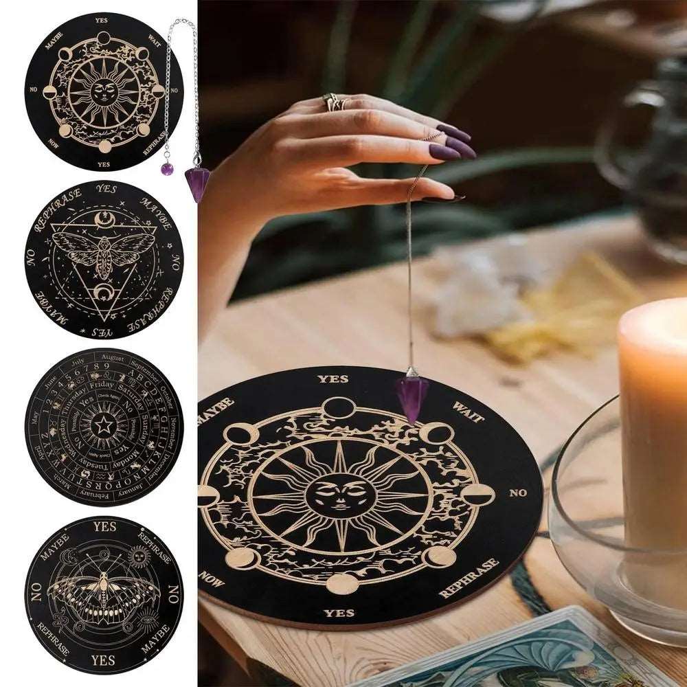 15cm Divination Board Wooden Star Pendulum Mat Communication Board Fortune Telling Toys Ouija Board Game Witch Crafts Supplies