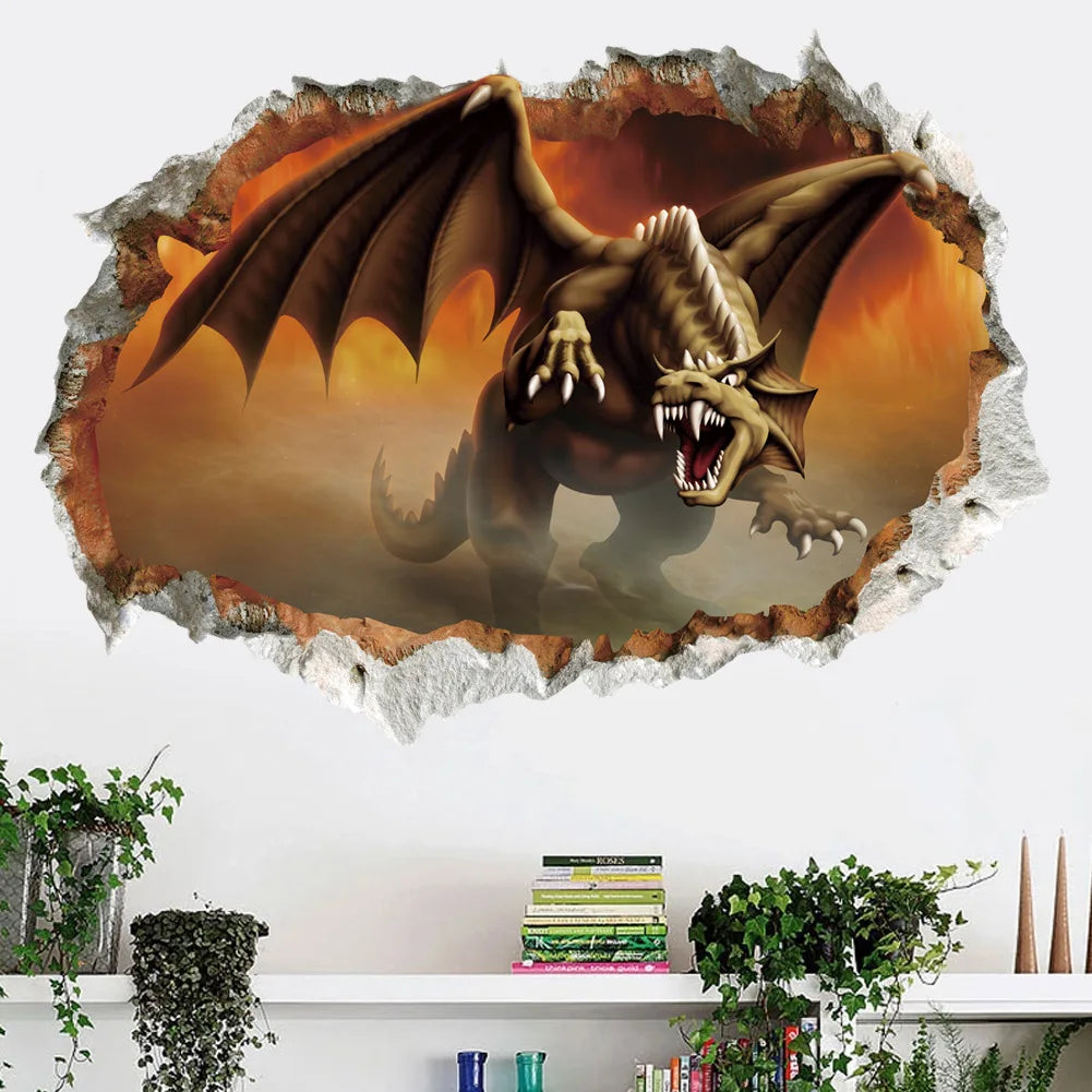 3d Dinosaur Vinyl Wall Sticker Animal World Jurassic Period Kids Baby Room Bedroom Mural Cartoon Poster Decor Home Decoration