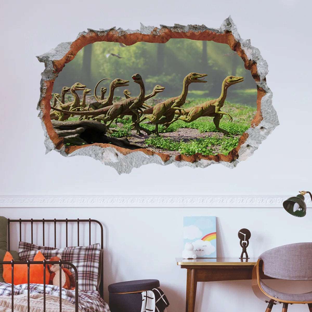 3d Dinosaur Vinyl Wall Sticker Animal World Jurassic Period Kids Baby Room Bedroom Mural Cartoon Poster Decor Home Decoration