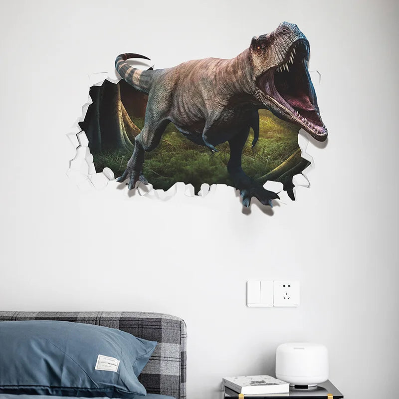 3d Dinosaur Vinyl Wall Sticker Animal World Jurassic Period Kids Baby Room Bedroom Mural Cartoon Poster Decor Home Decoration