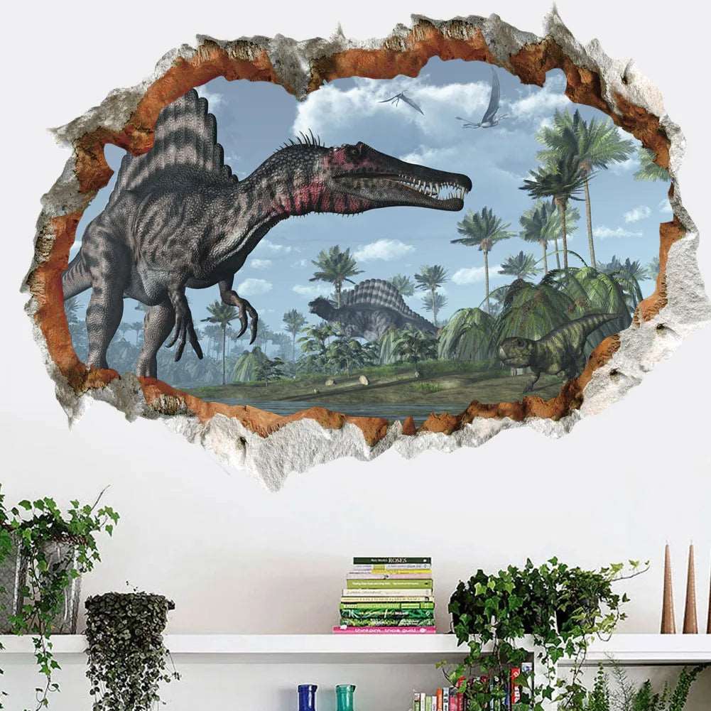 3d Dinosaur Vinyl Wall Sticker Animal World Jurassic Period Kids Baby Room Bedroom Mural Cartoon Poster Decor Home Decoration