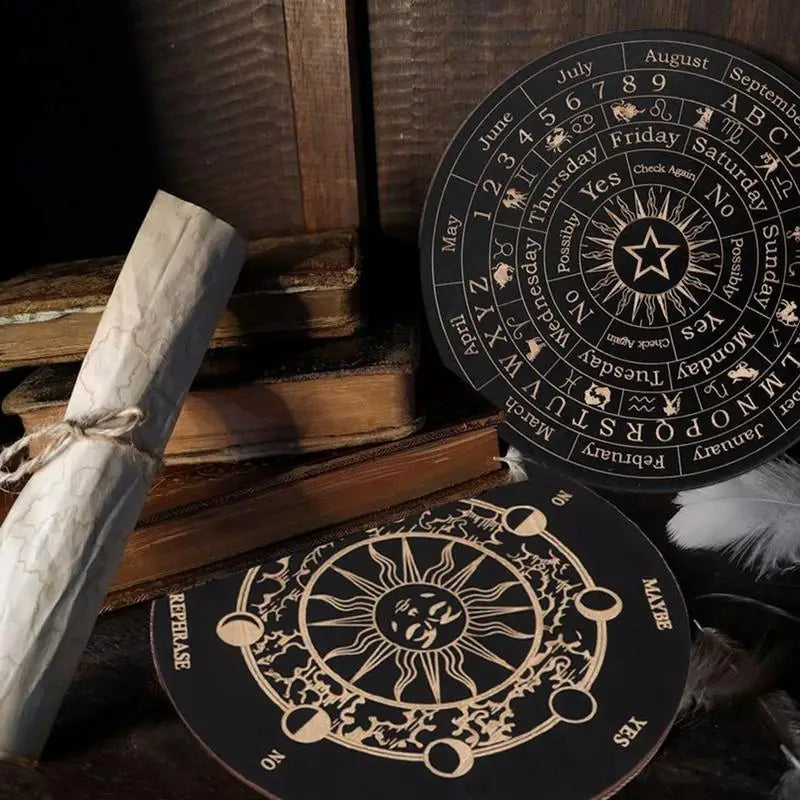 15cm Divination Board Wooden Star Pendulum Mat Communication Board Fortune Telling Toys Ouija Board Game Witch Crafts Supplies