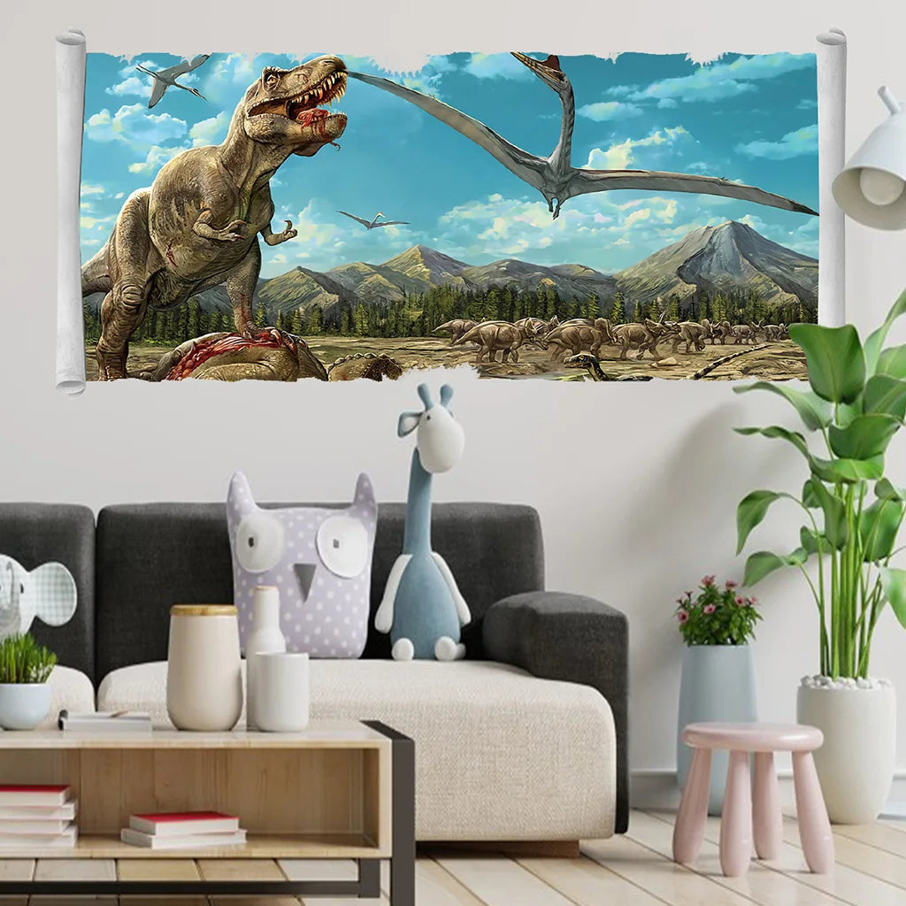 3d Dinosaur Vinyl Wall Sticker Animal World Jurassic Period Kids Baby Room Bedroom Mural Cartoon Poster Decor Home Decoration