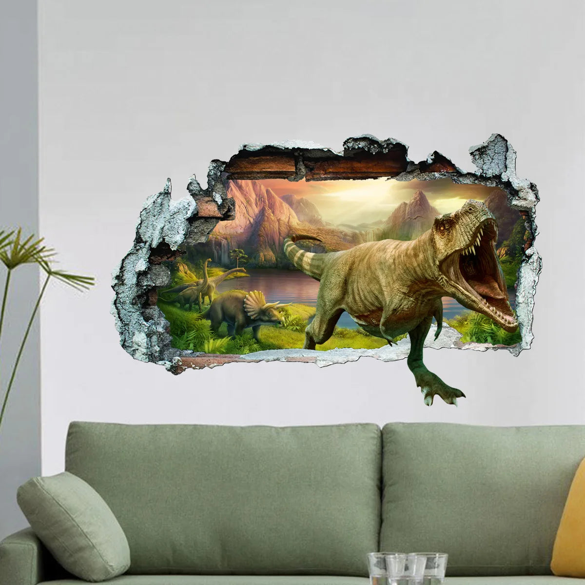 3d Dinosaur Vinyl Wall Sticker Animal World Jurassic Period Kids Baby Room Bedroom Mural Cartoon Poster Decor Home Decoration