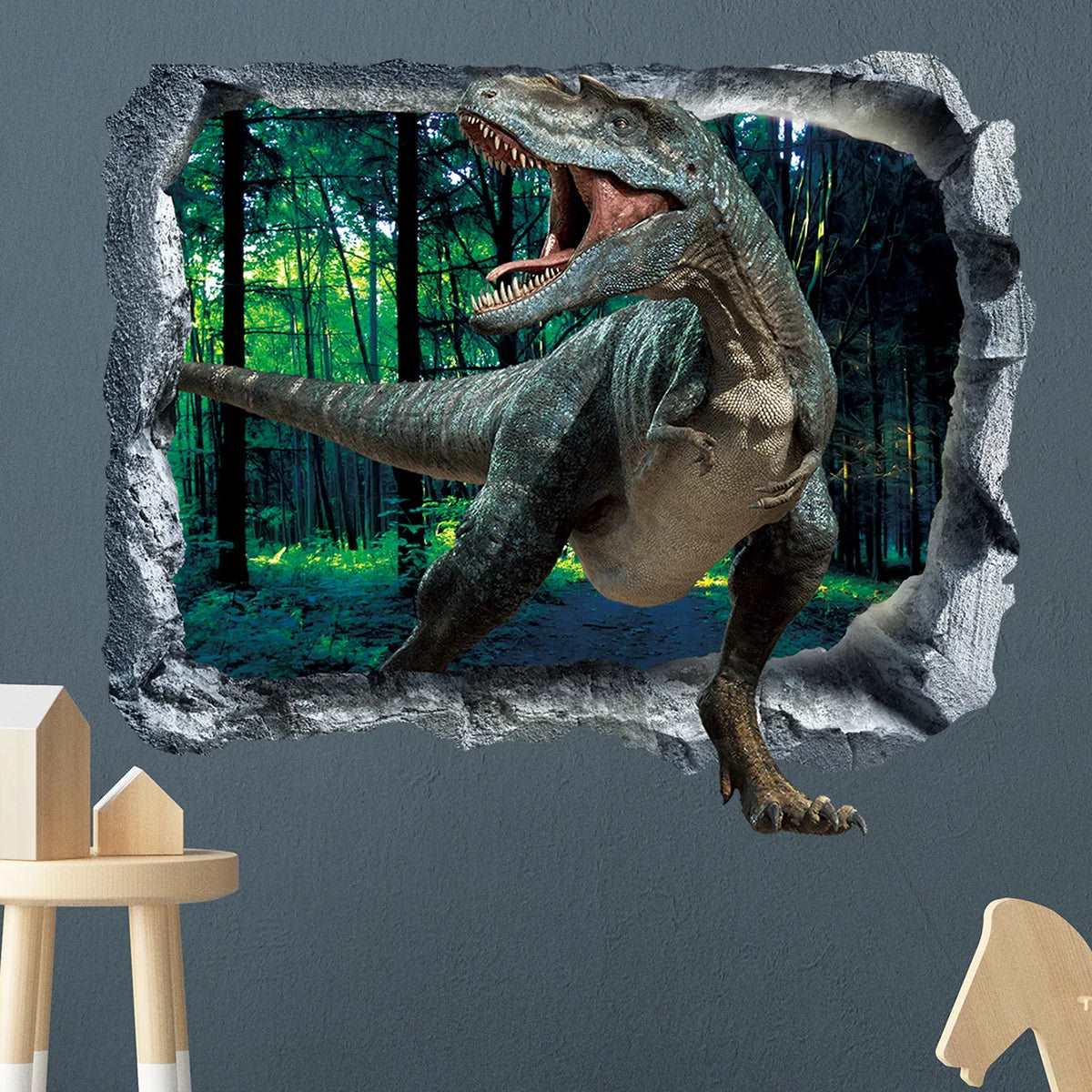 3d Dinosaur Vinyl Wall Sticker Animal World Jurassic Period Kids Baby Room Bedroom Mural Cartoon Poster Decor Home Decoration