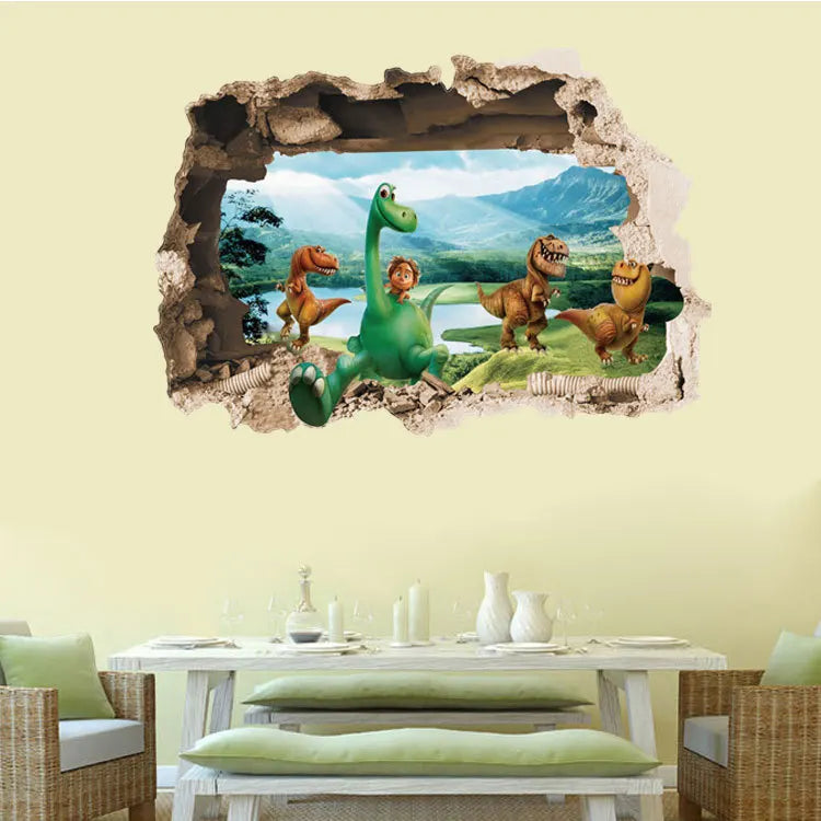 3d Dinosaur Vinyl Wall Sticker Animal World Jurassic Period Kids Baby Room Bedroom Mural Cartoon Poster Decor Home Decoration