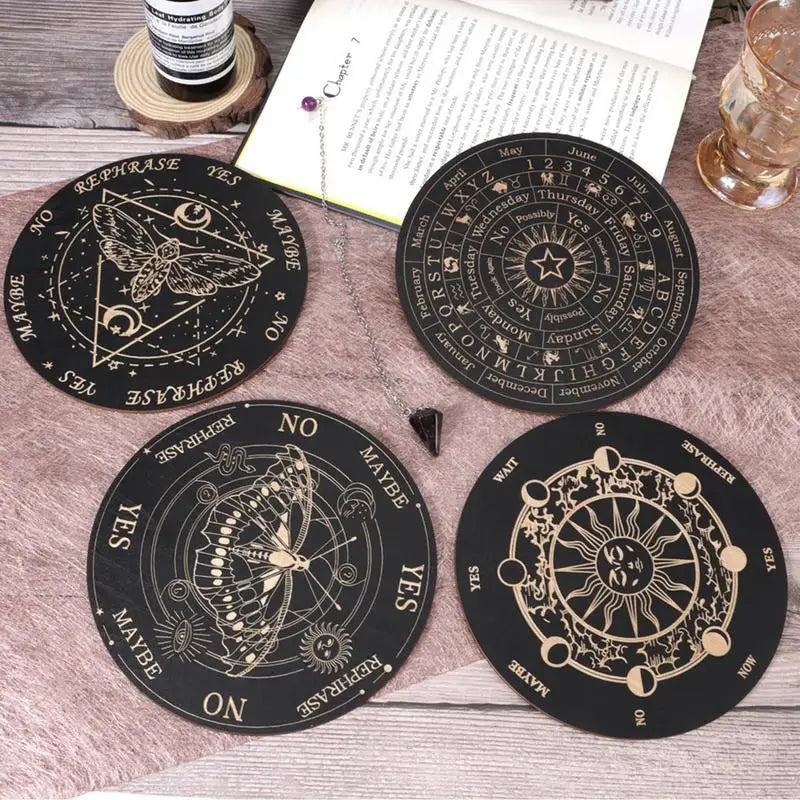 15cm Divination Board Wooden Star Pendulum Mat Communication Board Fortune Telling Toys Ouija Board Game Witch Crafts Supplies