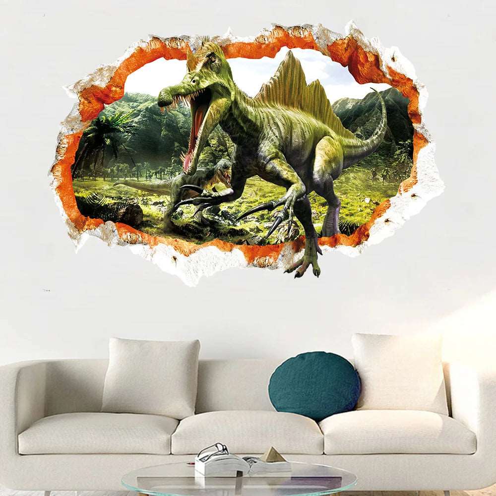 3d Dinosaur Vinyl Wall Sticker Animal World Jurassic Period Kids Baby Room Bedroom Mural Cartoon Poster Decor Home Decoration