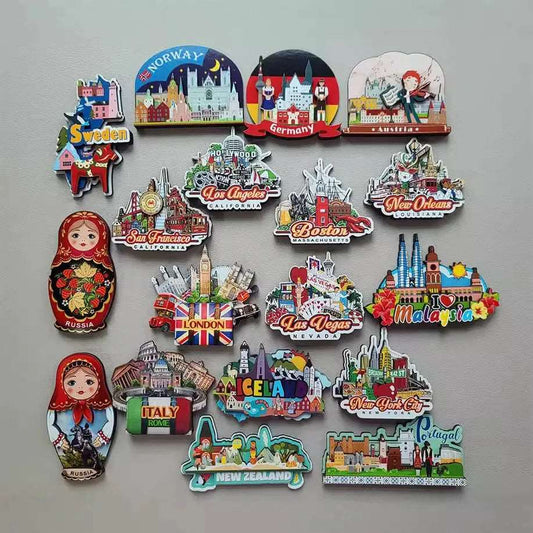 3D Wooden Travel Souvenir Magnet – USA, Europe & More