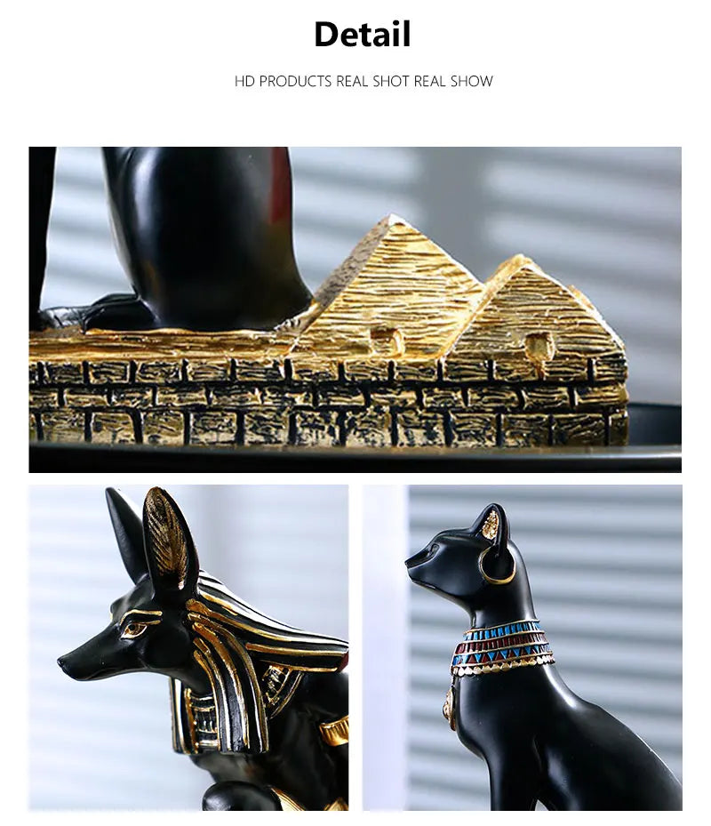 SAAKAR Resin Egyptian Anubis Dog Cat God Figurines Wine Rack Bottle Holder Storage Statue Home Living Room Desktop Decor Objects