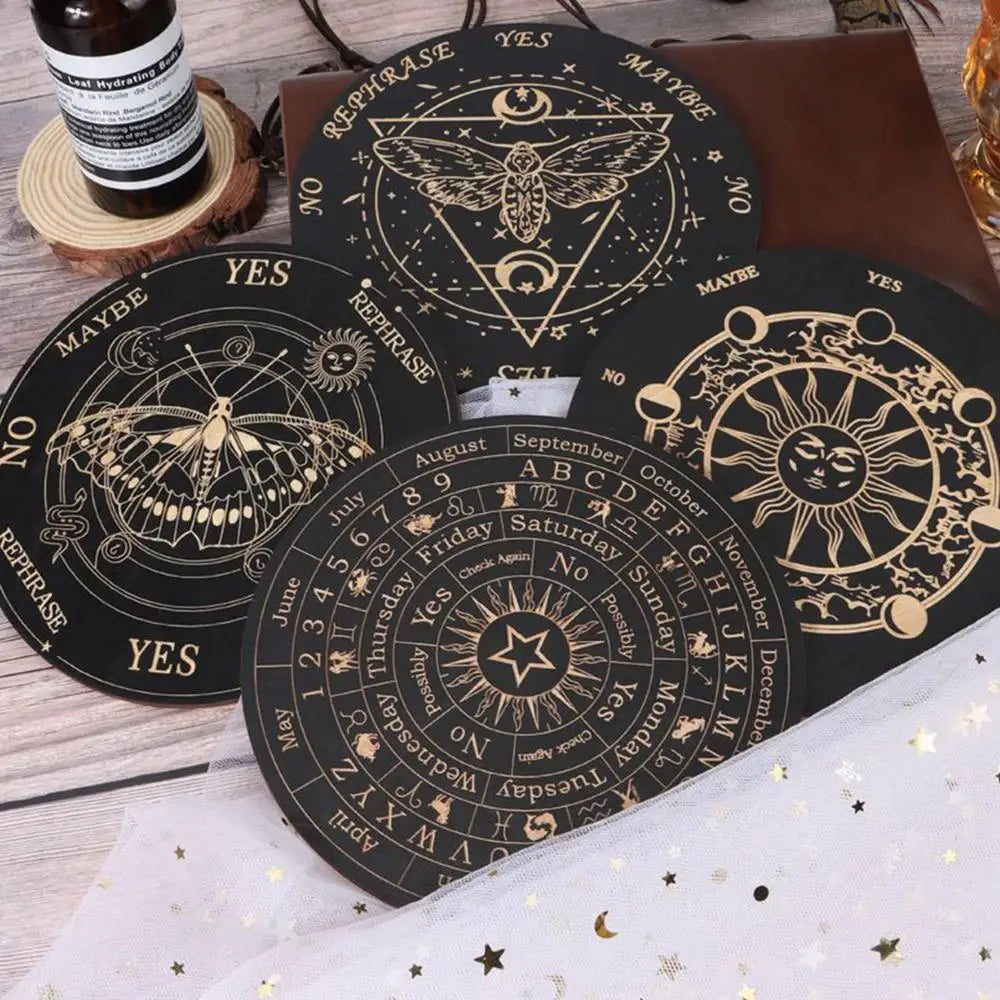 Divination Board Wooden Divination Dowsing Board Fortune Telling Toys Ouija Board Game Witch Crafts Supplies for Beginners