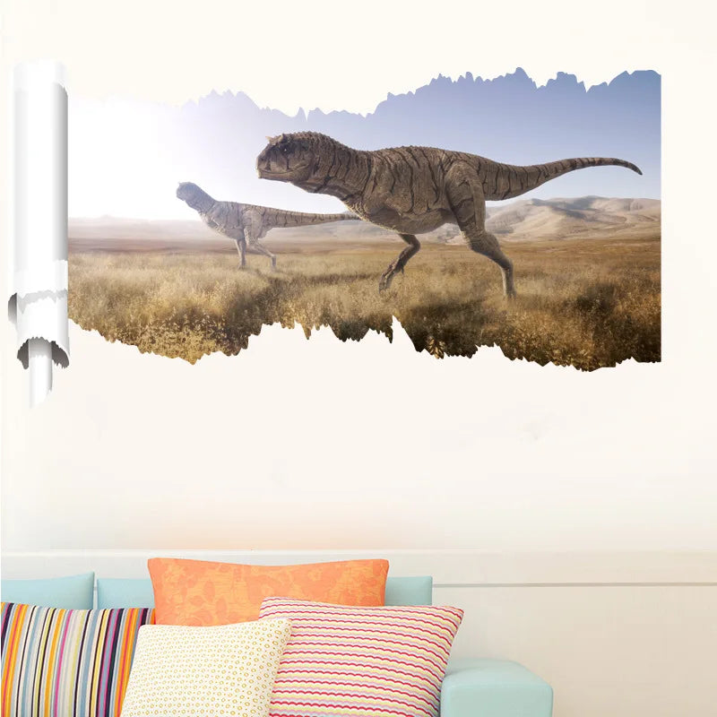 3d Dinosaur Vinyl Wall Sticker Animal World Jurassic Period Kids Baby Room Bedroom Mural Cartoon Poster Decor Home Decoration