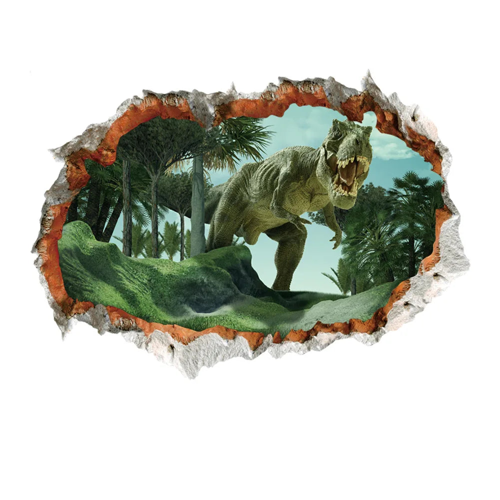 3d Dinosaur Vinyl Wall Sticker Animal World Jurassic Period Kids Baby Room Bedroom Mural Cartoon Poster Decor Home Decoration