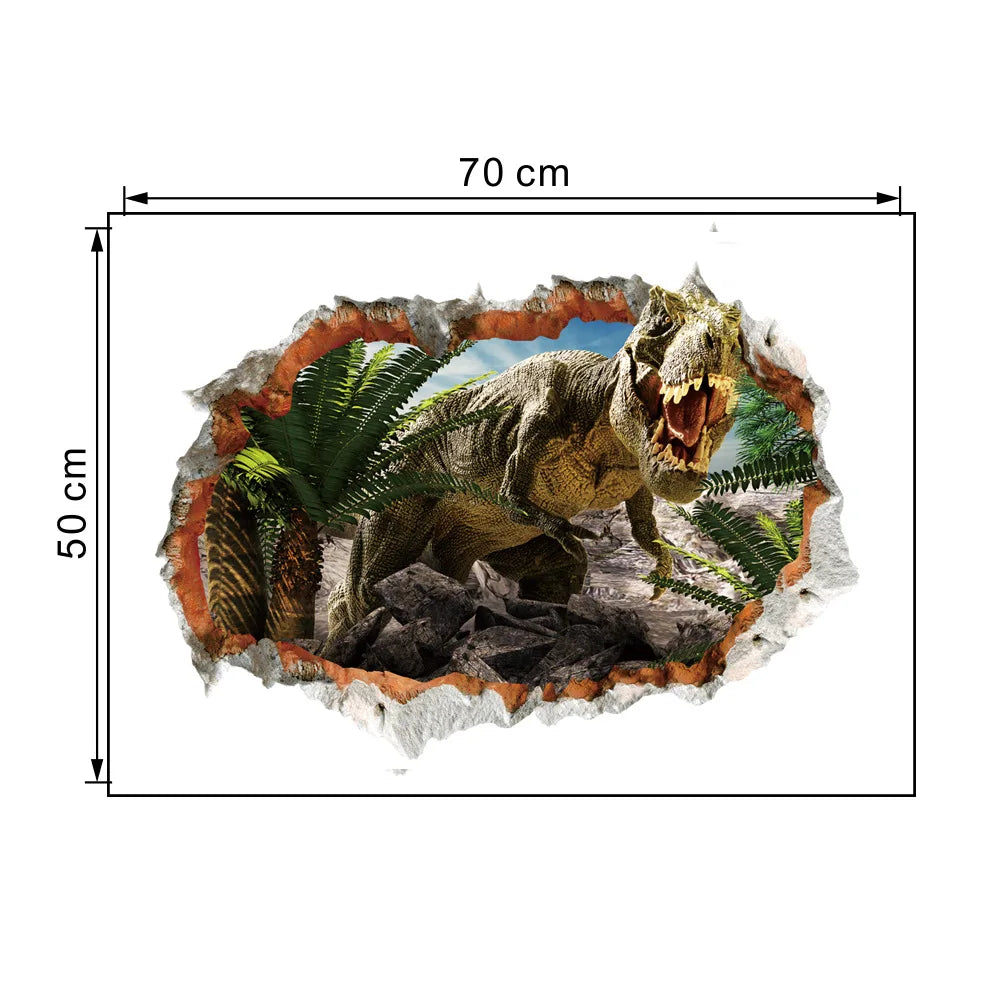 3d Dinosaur Vinyl Wall Sticker Animal World Jurassic Period Kids Baby Room Bedroom Mural Cartoon Poster Decor Home Decoration