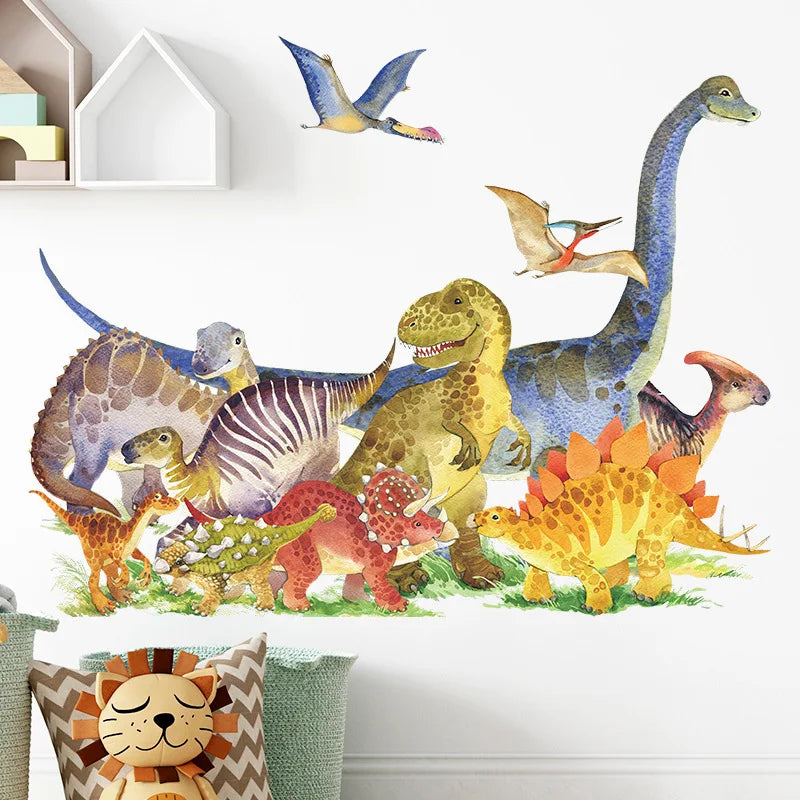 3d Dinosaur Vinyl Wall Sticker Animal World Jurassic Period Kids Baby Room Bedroom Mural Cartoon Poster Decor Home Decoration