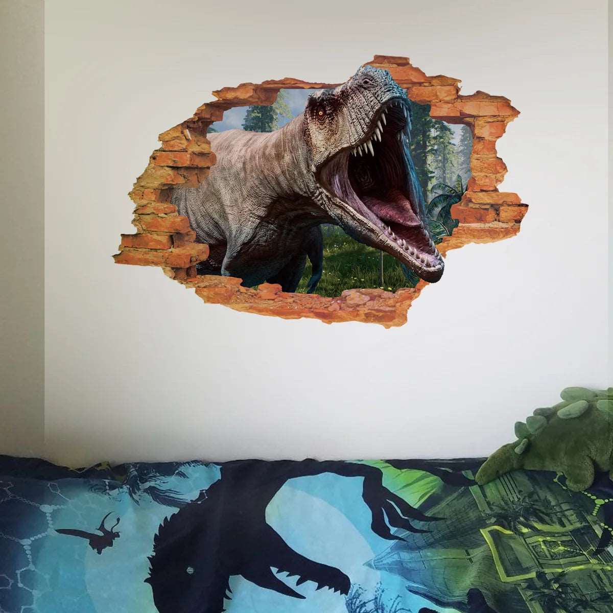 3d Dinosaur Vinyl Wall Sticker Animal World Jurassic Period Kids Baby Room Bedroom Mural Cartoon Poster Decor Home Decoration