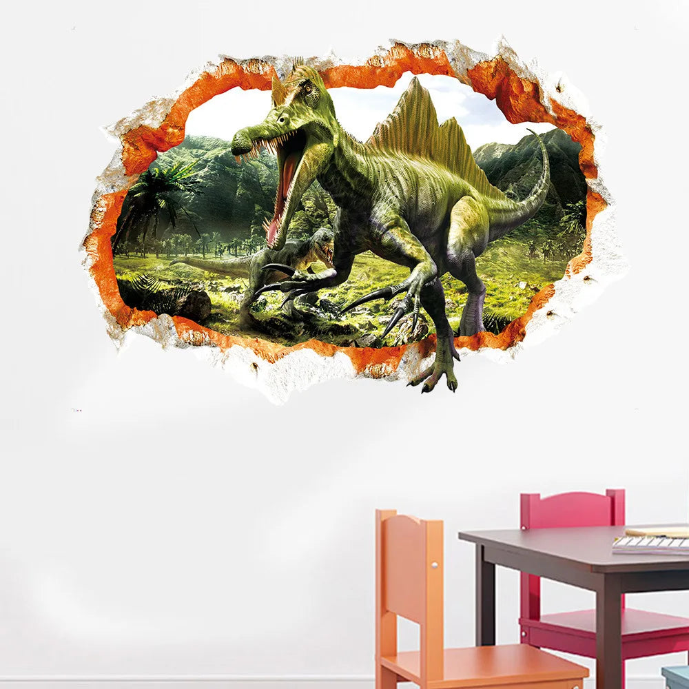 3d Dinosaur Vinyl Wall Sticker Animal World Jurassic Period Kids Baby Room Bedroom Mural Cartoon Poster Decor Home Decoration