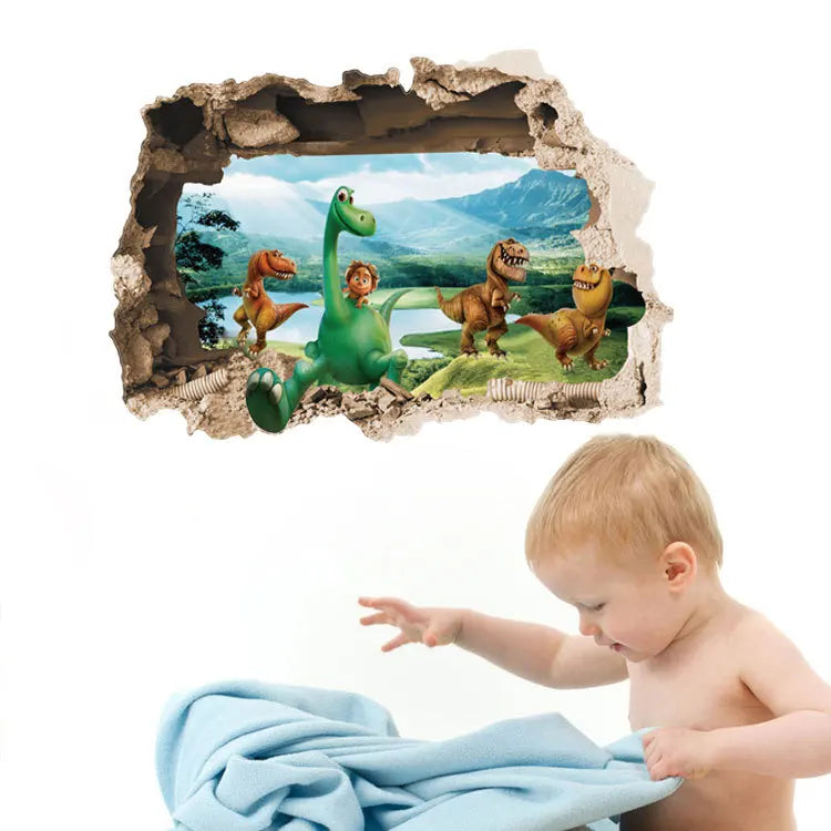 3d Dinosaur Vinyl Wall Sticker Animal World Jurassic Period Kids Baby Room Bedroom Mural Cartoon Poster Decor Home Decoration