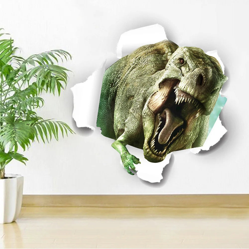 3d Dinosaur Vinyl Wall Sticker Animal World Jurassic Period Kids Baby Room Bedroom Mural Cartoon Poster Decor Home Decoration