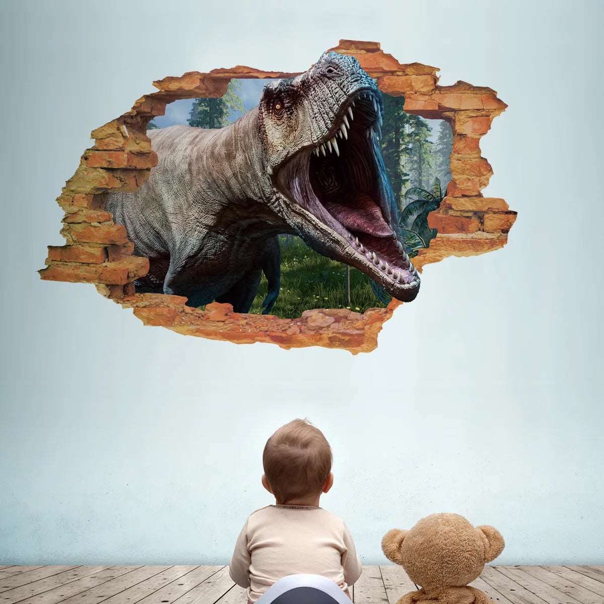 3d Dinosaur Vinyl Wall Sticker Animal World Jurassic Period Kids Baby Room Bedroom Mural Cartoon Poster Decor Home Decoration