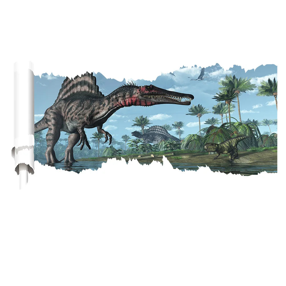 3d Dinosaur Vinyl Wall Sticker Animal World Jurassic Period Kids Baby Room Bedroom Mural Cartoon Poster Decor Home Decoration