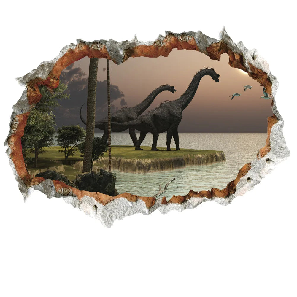 3d Dinosaur Vinyl Wall Sticker Animal World Jurassic Period Kids Baby Room Bedroom Mural Cartoon Poster Decor Home Decoration