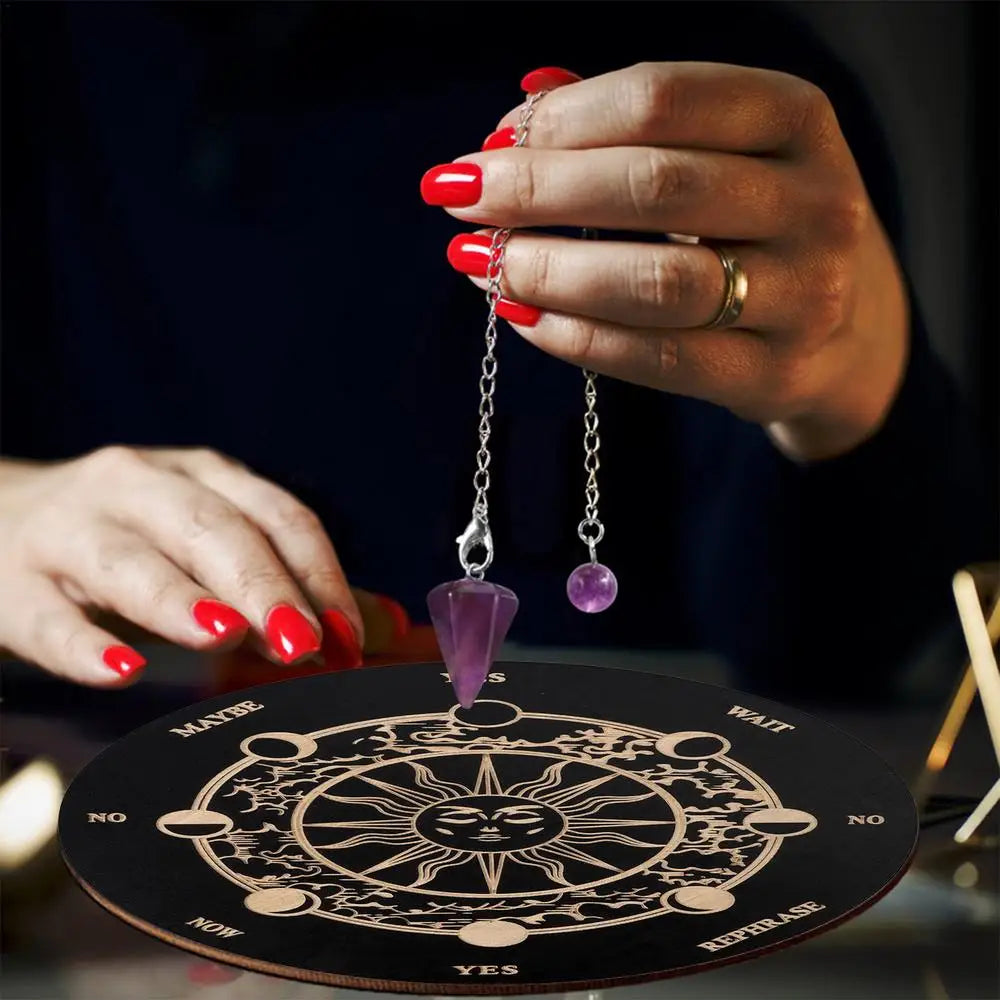 Divination Board Wooden Divination Dowsing Board Fortune Telling Toys Ouija Board Game Witch Crafts Supplies for Beginners