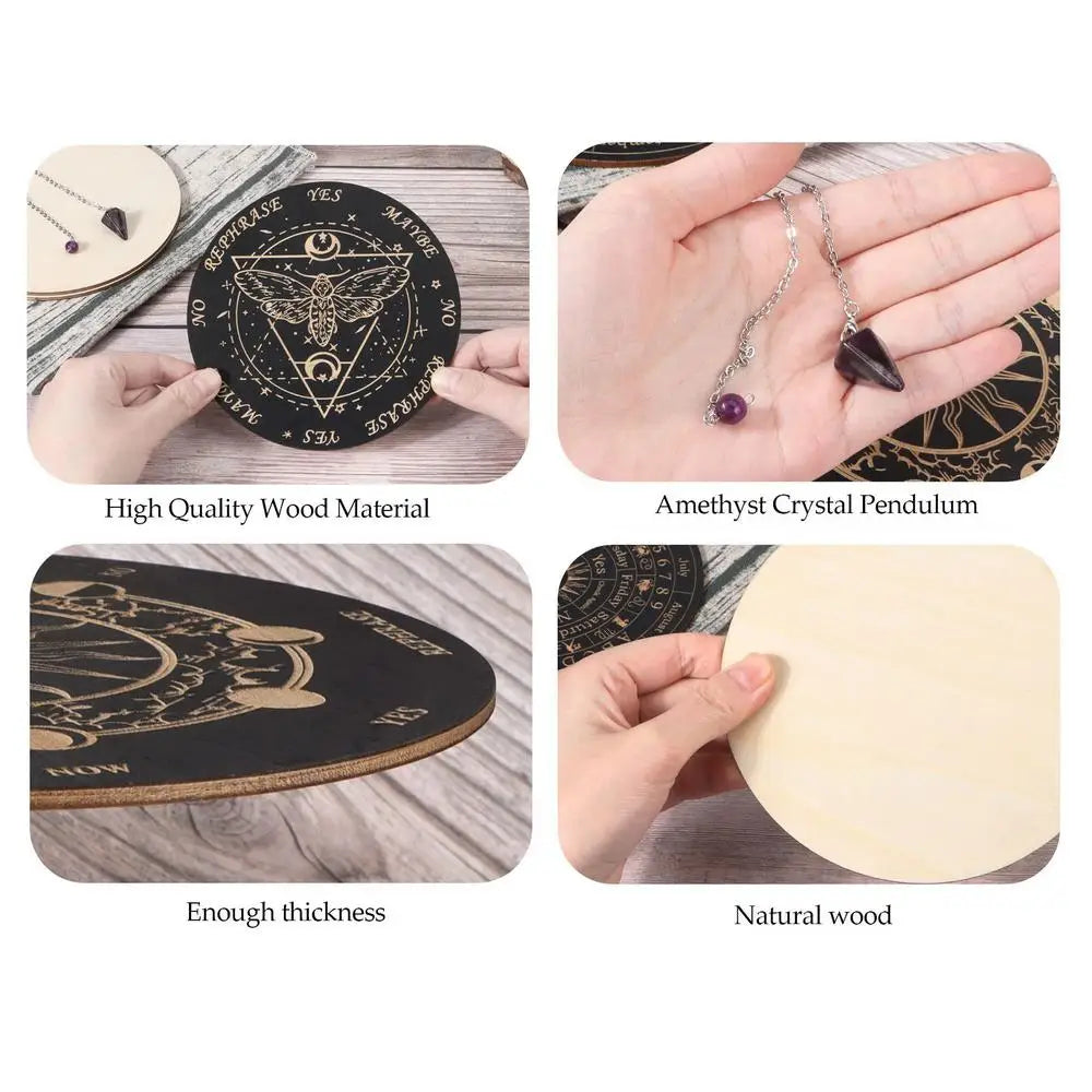 Divination Board Wooden Divination Dowsing Board Fortune Telling Toys Ouija Board Game Witch Crafts Supplies for Beginners