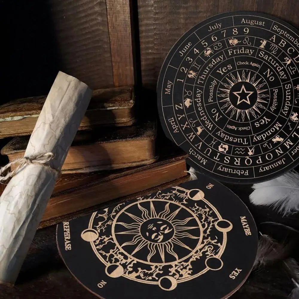 Divination Board Wooden Divination Dowsing Board Fortune Telling Toys Ouija Board Game Witch Crafts Supplies for Beginners