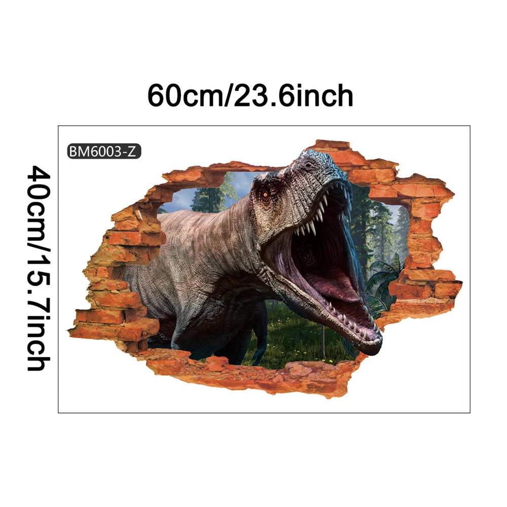 3d Dinosaur Vinyl Wall Sticker Animal World Jurassic Period Kids Baby Room Bedroom Mural Cartoon Poster Decor Home Decoration