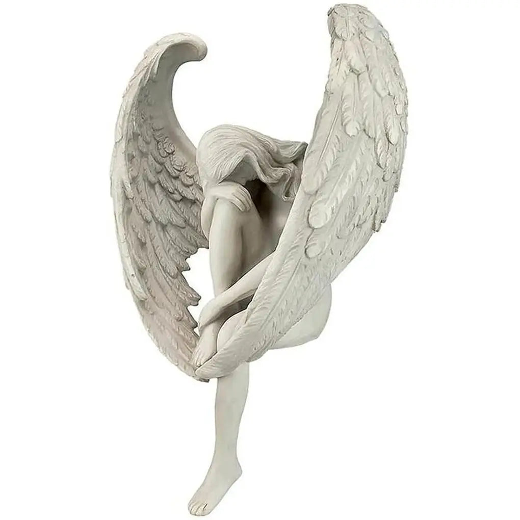 Winged Angel Garden Statue Outdoor Resin Sculptures Holding Legs Statues Table Decor Ornaments Lawn Patio Porch Decoration