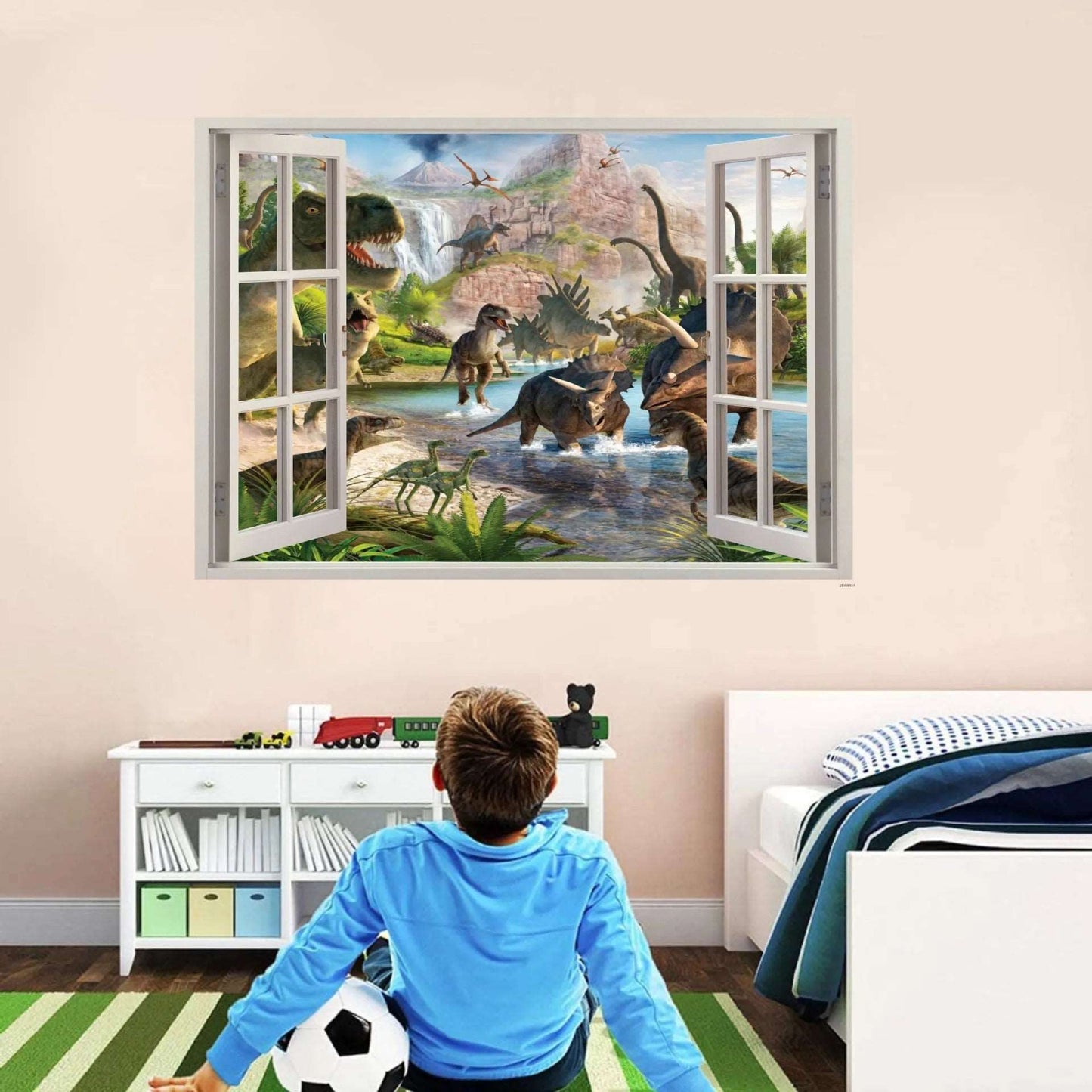 3d Dinosaur Vinyl Wall Sticker Animal World Jurassic Period Kids Baby Room Bedroom Mural Cartoon Poster Decor Home Decoration